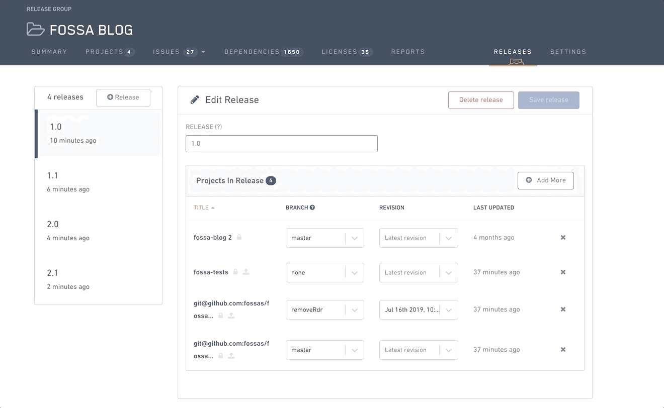 FOSSA January 2020 Release Notes Image - Release Groups