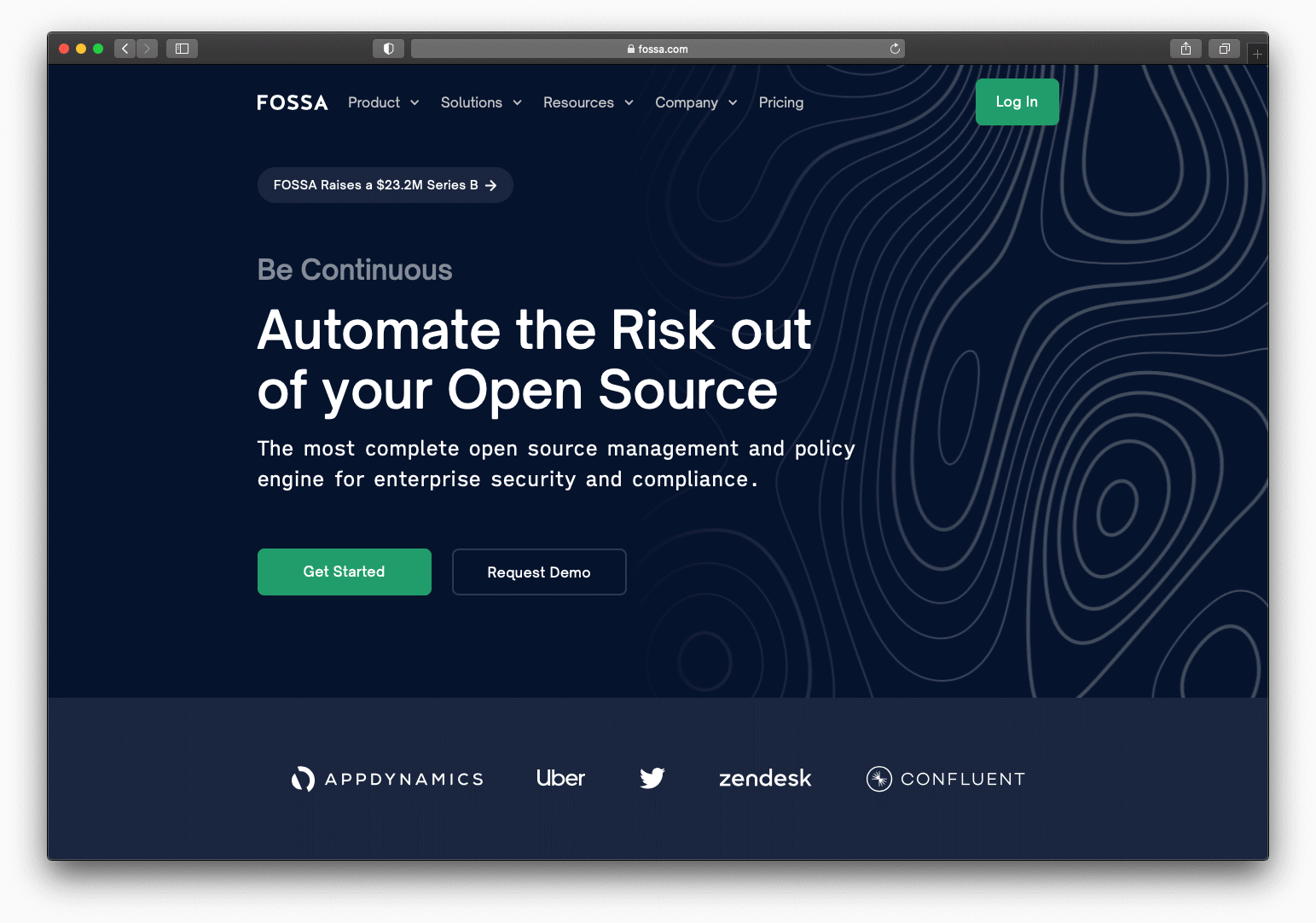 GIF of FOSSA's redesigned website