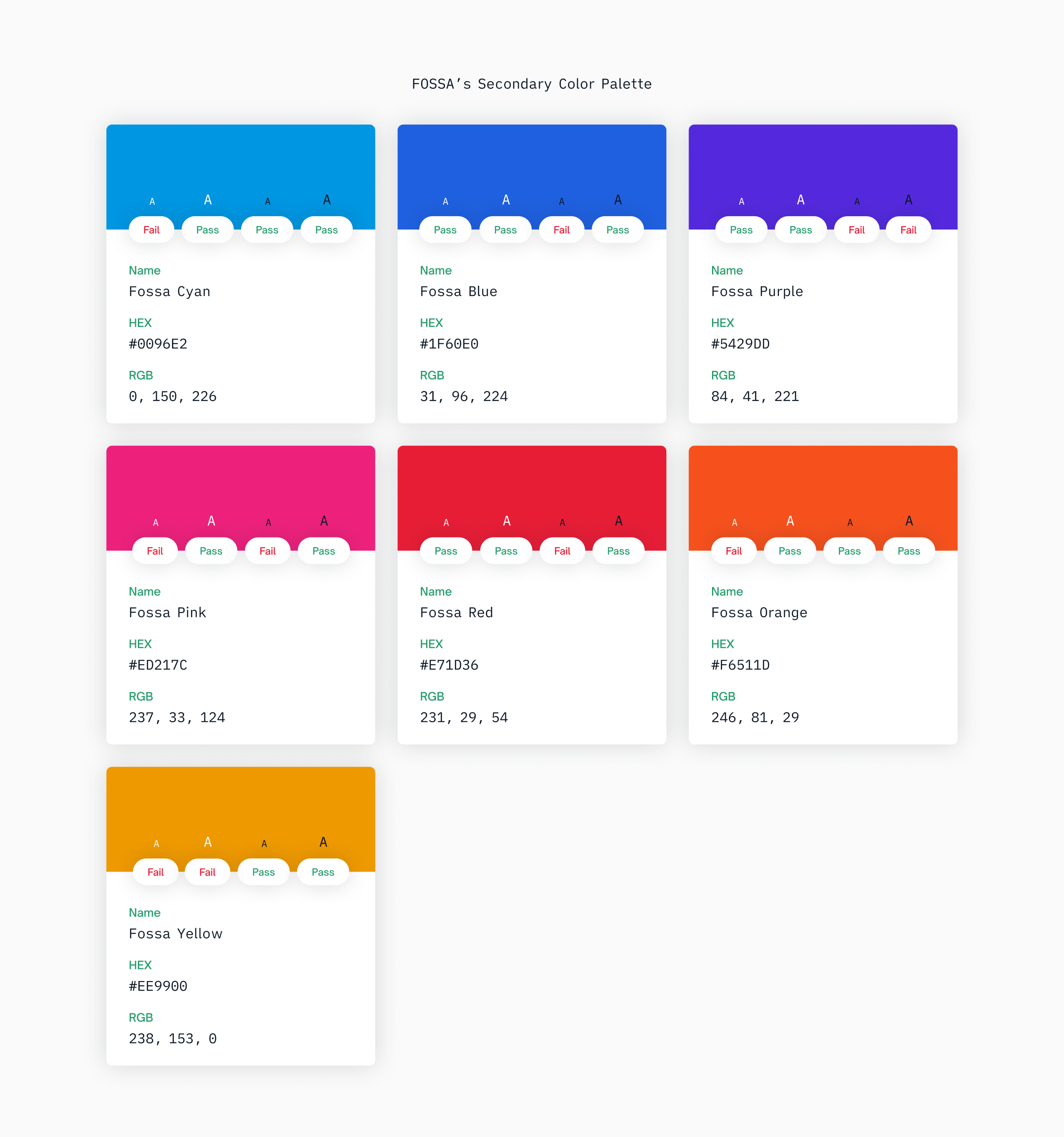 FOSSA's secondary color palette