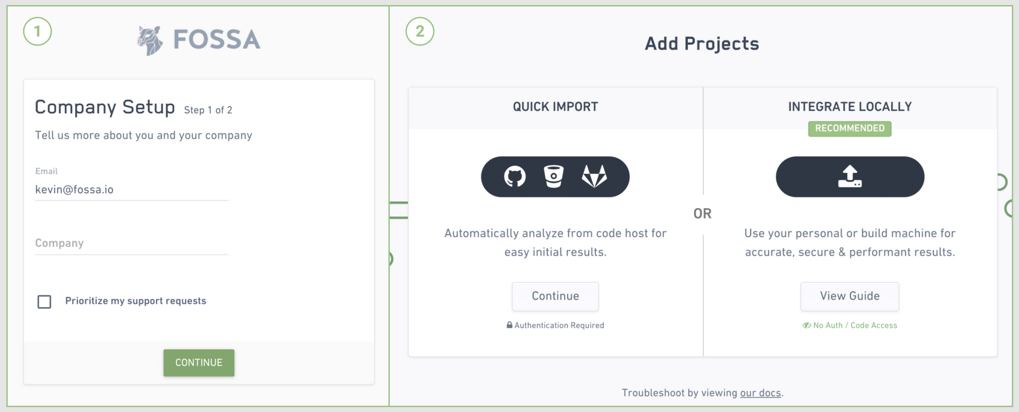 FOSSA Project and Onboarding Overhaul