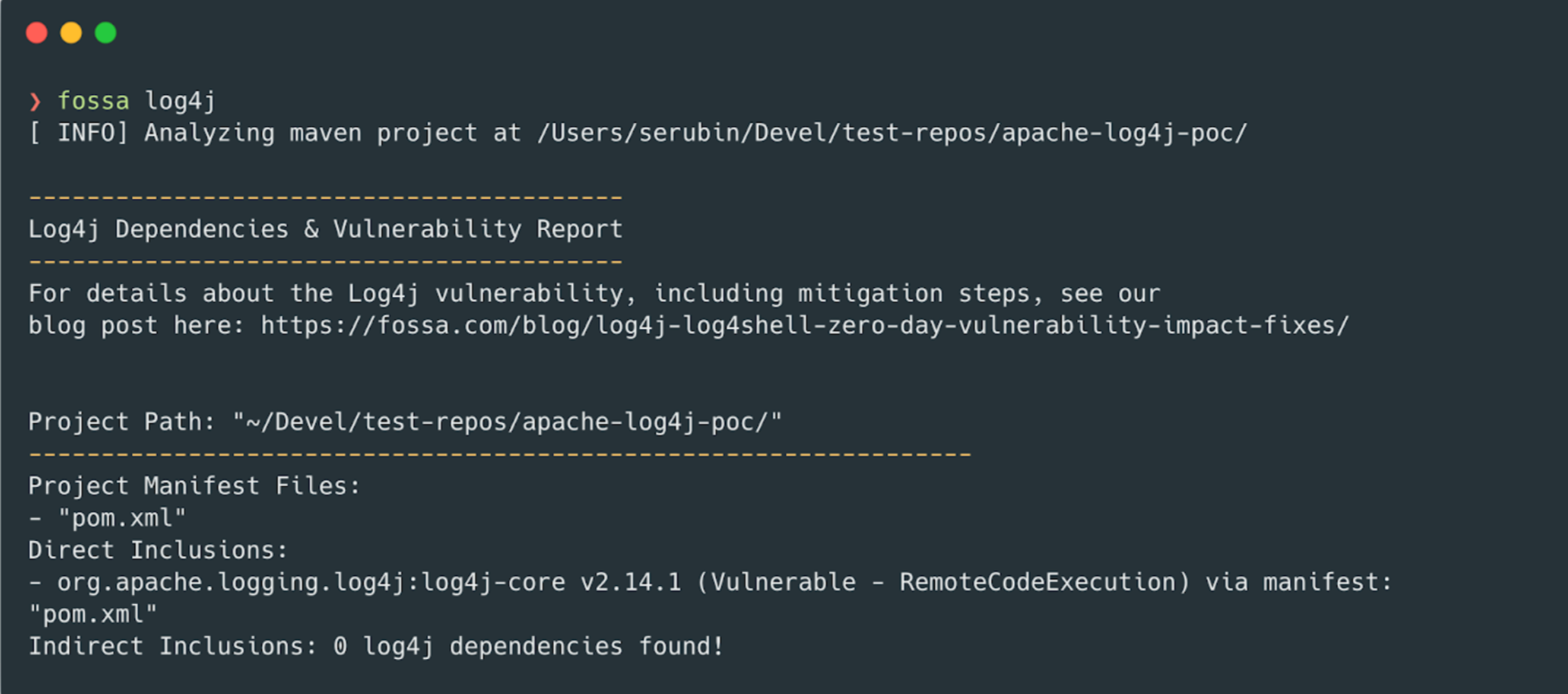 Using FOSSA's CLI For Log4J Vulnerability Identification