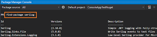 Finding the desired package in NuGet Package Manager